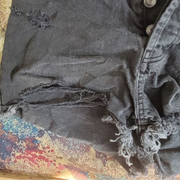Wild Fable Highest Rise Cut-Of Shorts Women's Black Distressed Button Fly Size 2 - Picture 3 of 12